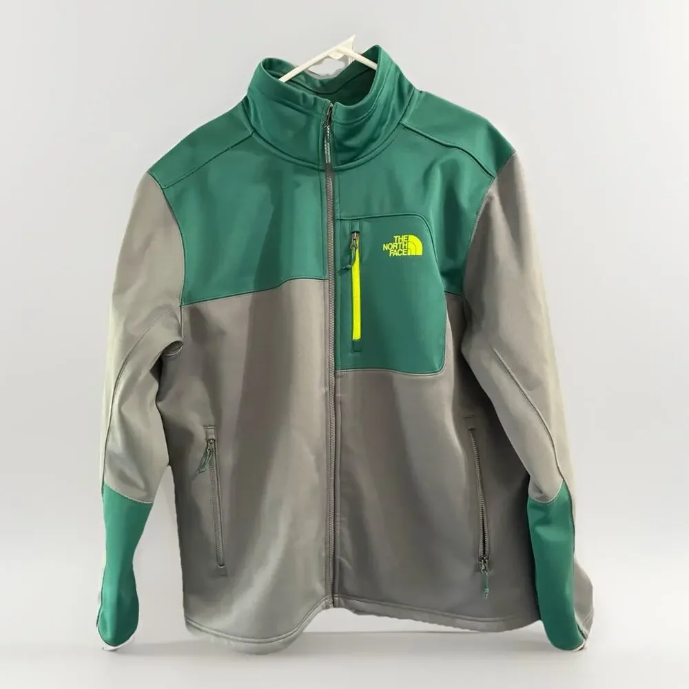 The North Face Mens Apex Risor Softshell Jacket Coat Gray Green XL Windwall